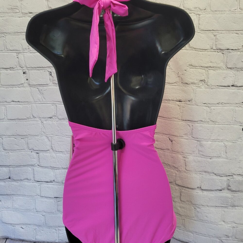 DKNY Women's Tie-Back Halter-Style One-Piece Swimsuit - Picture 5 of 7